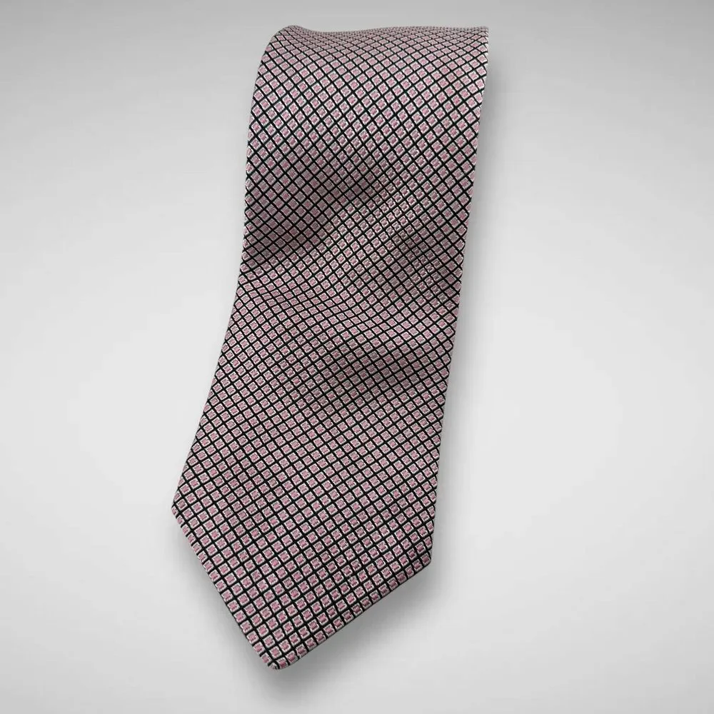Brooks Brothers Makers Mens Navy Blue Pink Silk Neck‎ Tie Made In USA